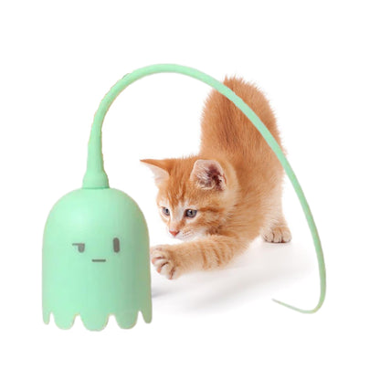 Automatic Sensing and Moving Silicone Cat Toy with Rotating and Jumping Long Tail