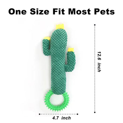 Cute Cactus Doll Plush Dog Toys with Durable Chewing Ring for Small/Medium/Large Dog Breed