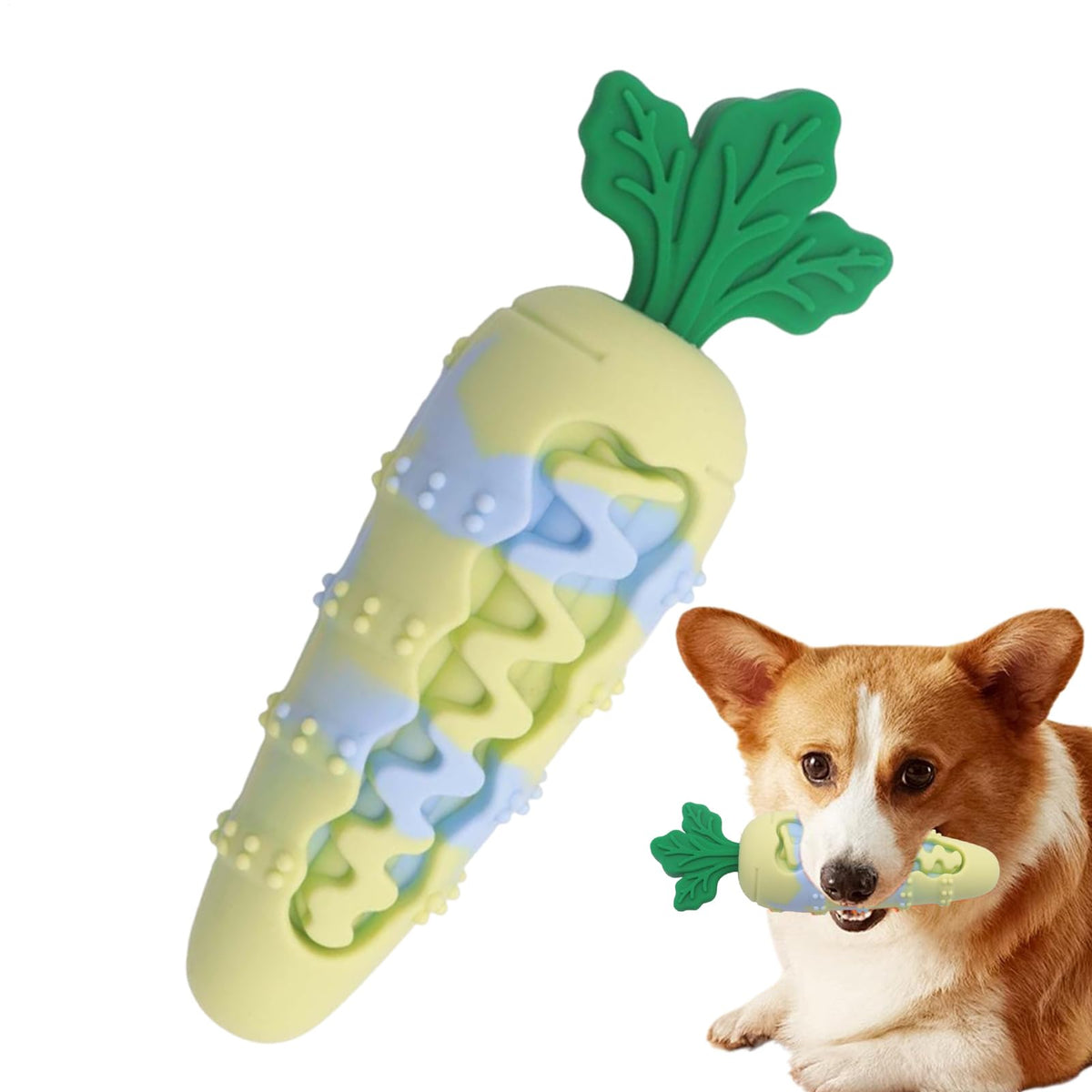 Carrot Squeaky Chew Toy for Dogs – Treat Dispensing Dental Toy for Small & Medium Dogs