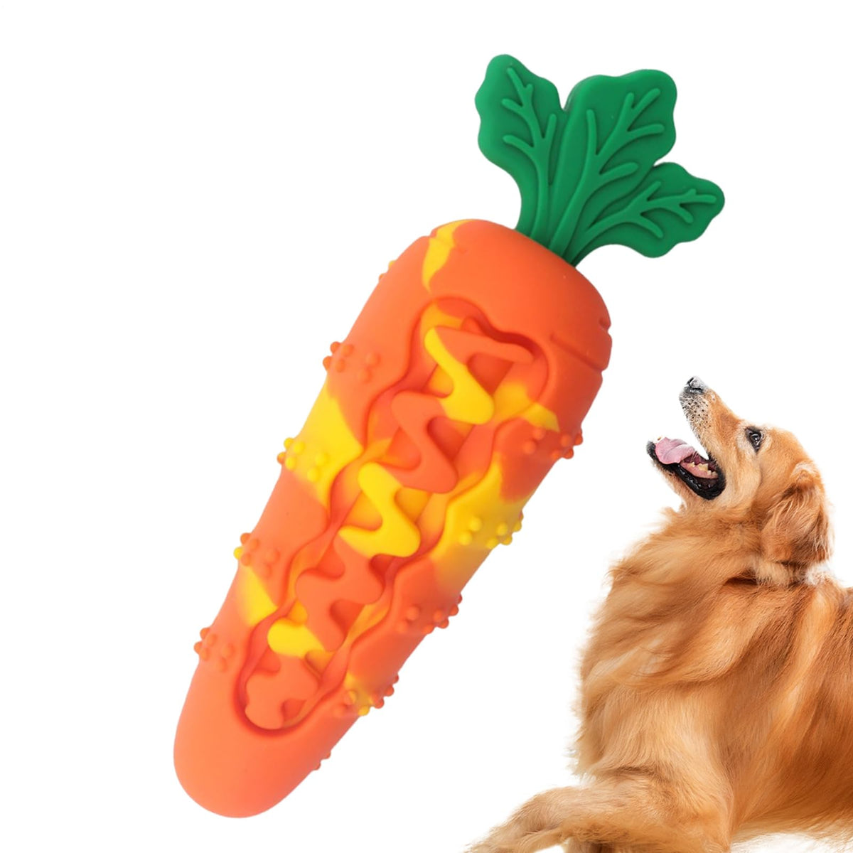 Carrot Squeaky Chew Toy for Dogs – Treat Dispensing Dental Toy for Small & Medium Dogs