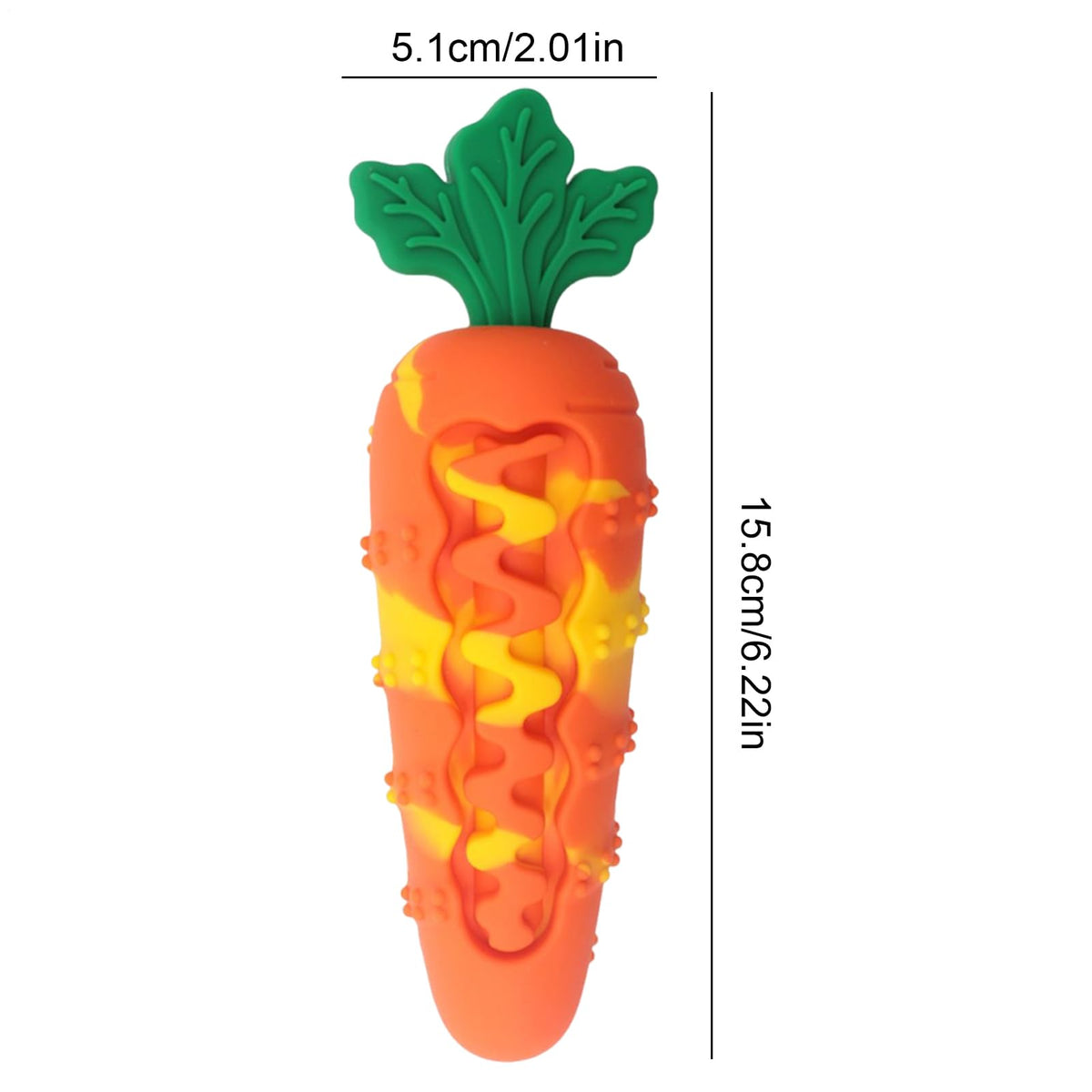 Carrot Squeaky Chew Toy for Dogs – Treat Dispensing Dental Toy for Small & Medium Dogs