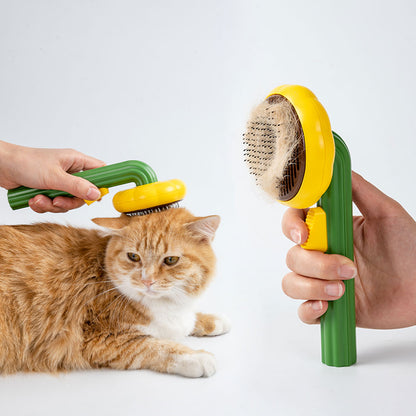 Cute Sunflower Shape Self Cleaning Brush for Short or Long Haired Cats and Dogs