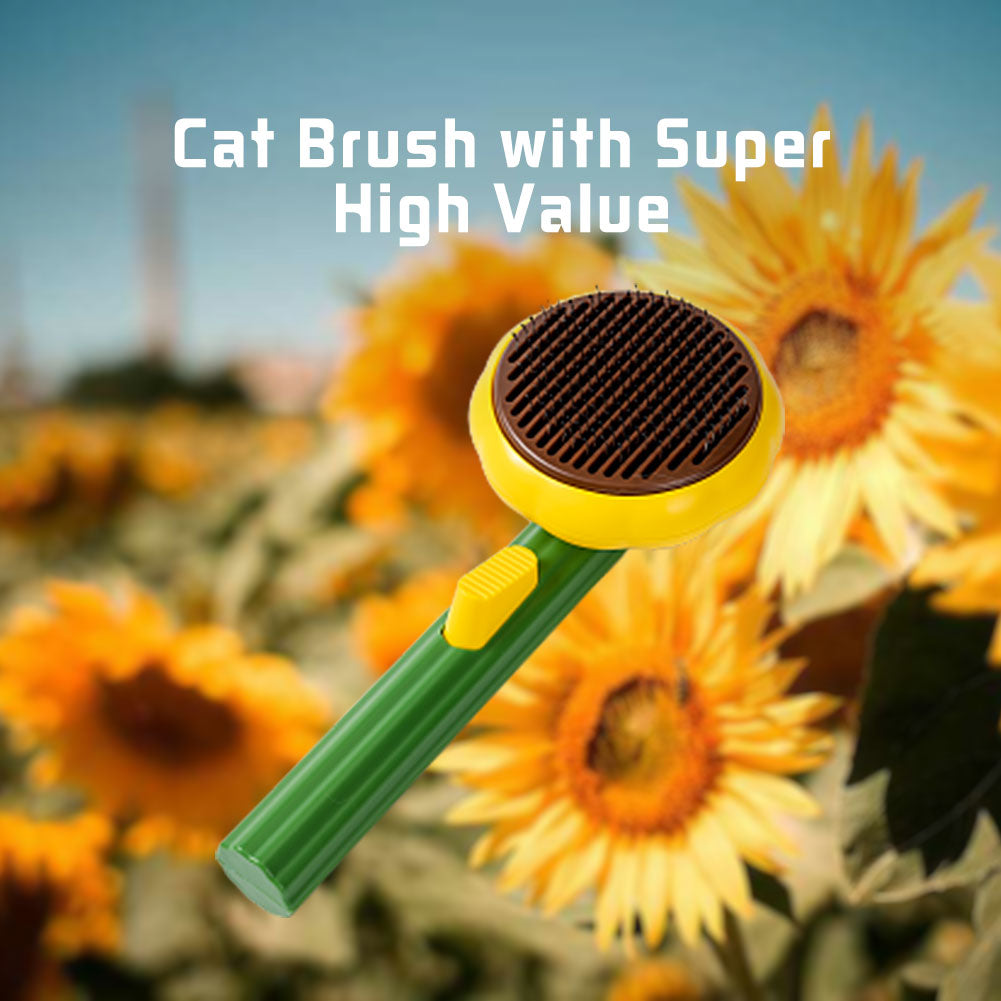 Cute Sunflower Shape Self Cleaning Brush for Short or Long Haired Cats and Dogs