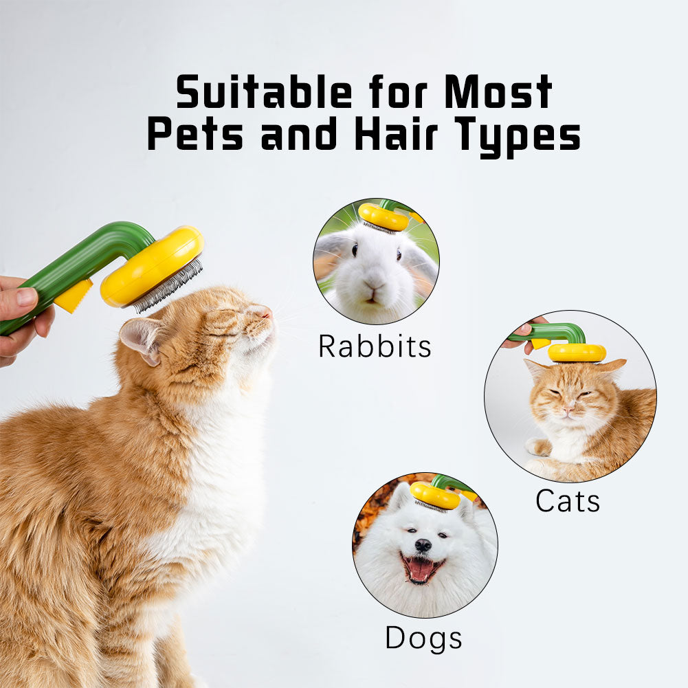 Cute Sunflower Shape Self Cleaning Brush for Short or Long Haired Cats and Dogs