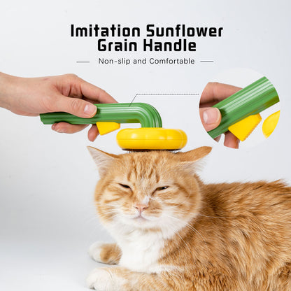 Cute Sunflower Shape Self Cleaning Brush for Short or Long Haired Cats and Dogs