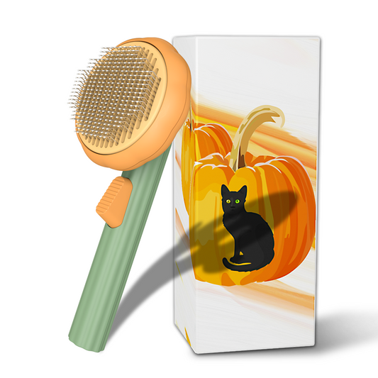 Pumpkin Pet Grooming Self Cleaning Slicker Brush for Dogs Cats Puppy Rabbit