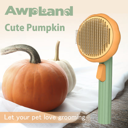 Pumpkin Pet Grooming Self Cleaning Slicker Brush for Dogs Cats Puppy Rabbit