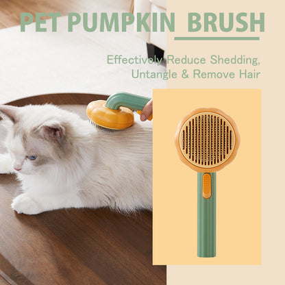 Pumpkin Pet Grooming Self Cleaning Slicker Brush for Dogs Cats Puppy Rabbit