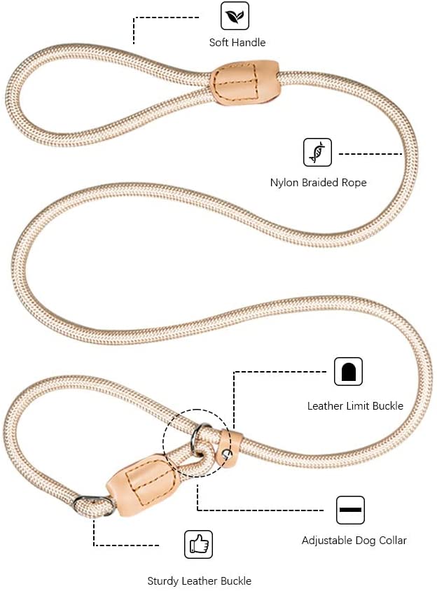 5.5FT Strong Nylon Dog Leash with Comfortable Handle for Large, Medium & Small Dogs